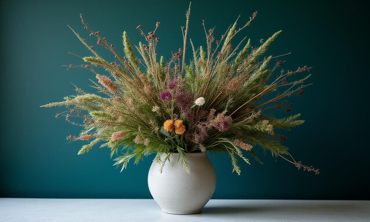 Bouquet de fleurs sauvages foragées style moderniste