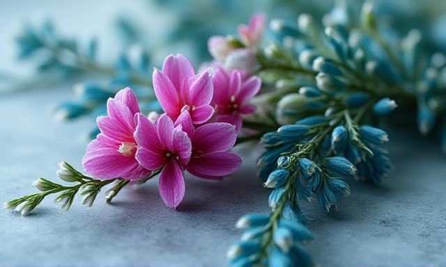 Fleurs rares sur un plan de travail